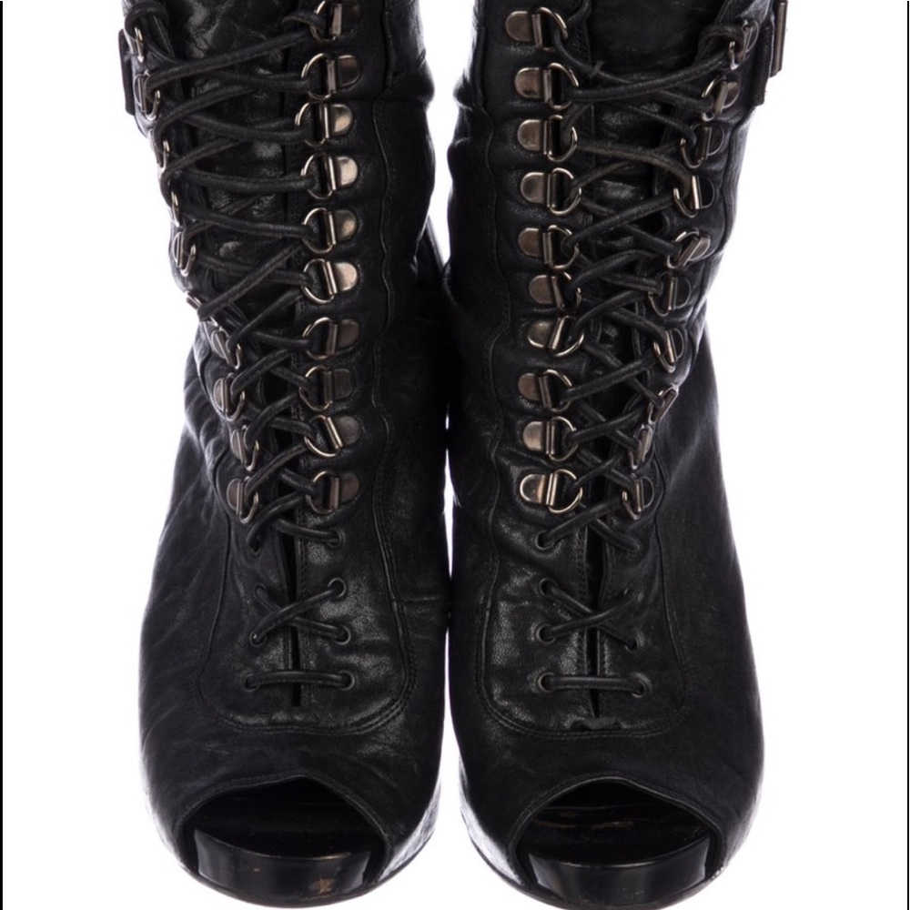 Givenchy Leather Peep Toe Ankle Boots